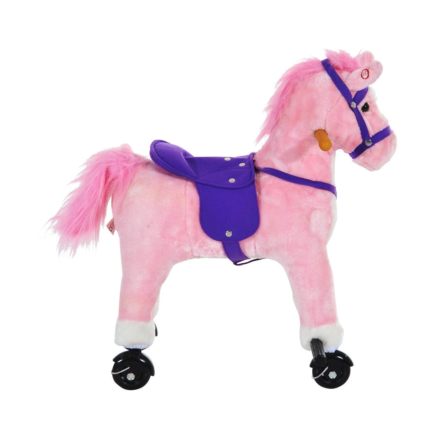 Rocking Horse With Rolling Wheels and Sound - Pink