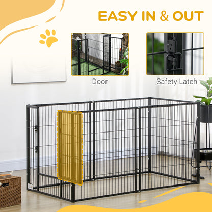 PawHut 82.5-150 x 81cm Heavy Duty Pet Playpen, 6 Panel Exercise Pen for Dogs, with Adjustable Length, for Indoors and Outdoors, Small and Medium Dogs