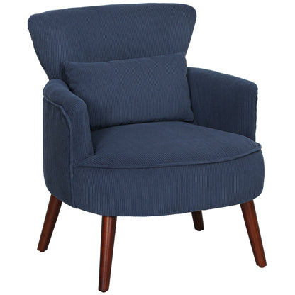 HOMCOM Corduroy Retro Accent Chair - Niebieski