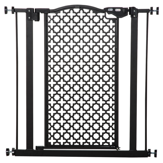 PawHut 74-80 cm Pressure Fit Safety Gate for Doorways and Staircases, Dog Gate, Pet Barrier for Hallways with Auto Close, Double Locking