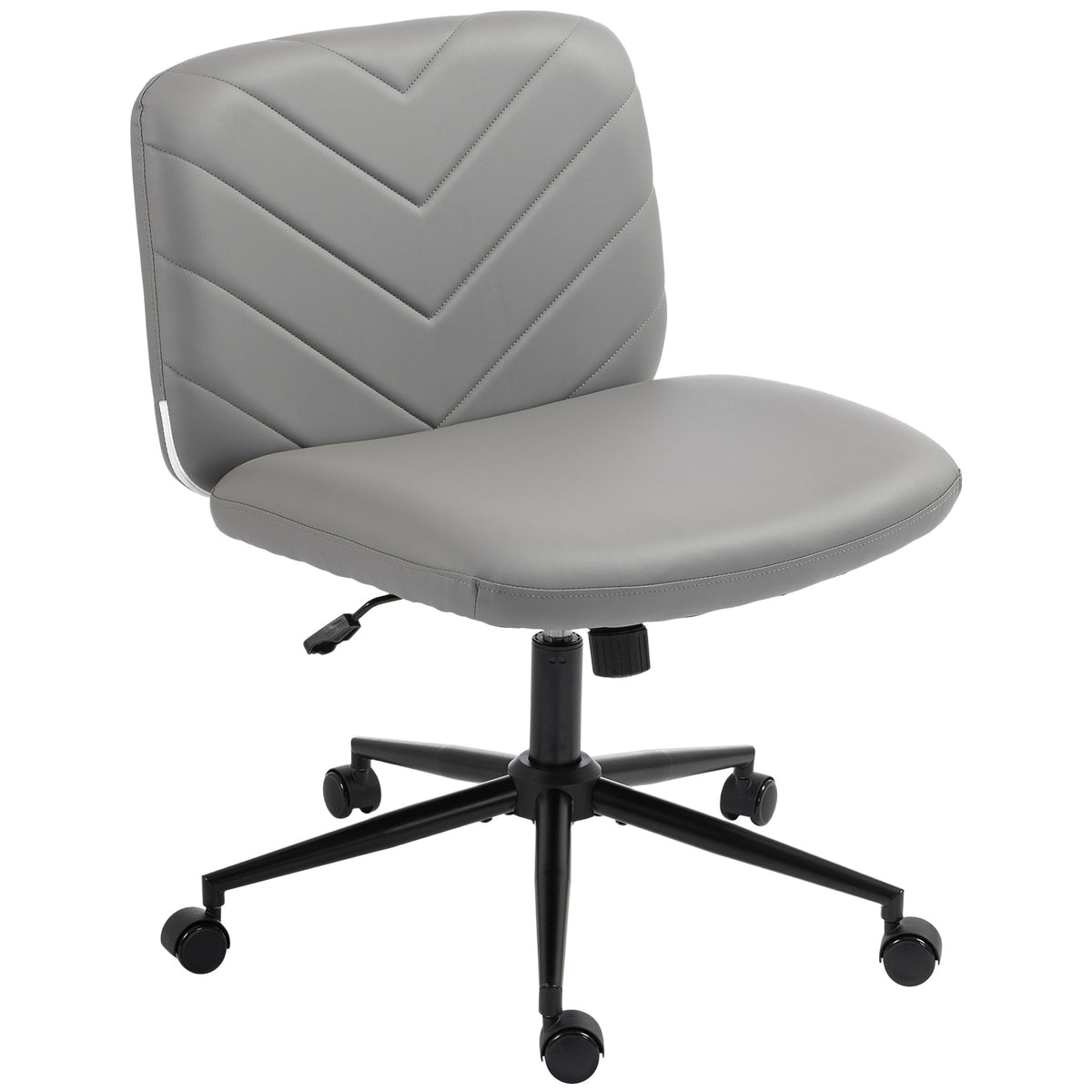 HOMCOM Home Office Desk Chair Height Adjustable Swivel Chair Cross Legged Wide Seat Swivel Wheels Grey
