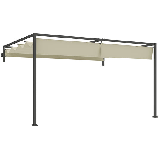 Outsunny 3 x 4m stalowa pergola z chowanym daszkiem - khaki