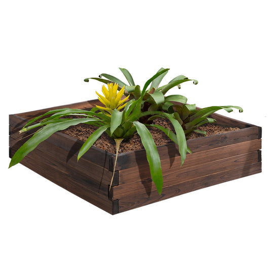 Outsunny Garden Wooden Raised Bed Planter Grow Containers For Outdoor Patio Plant Flower Vegetable 80L x 80W x 22.5H cm