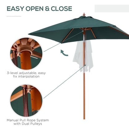 مظلة خارجية من Outsunny Garden Umbrella Patio Umbrella Market، مظلة شمسية خارجية 6 أضلاع مع إطار من الخشب والخيزران، بني أخضر