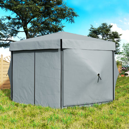 Outsunny 3 x 3(m) Sześciokątny namiot typu pop-up z 5 bokami i torbą transportową, wodoodporny, odporny na promieniowanie UV namiot imprezowy, natychmiastowe schronienie na imprezy z siatką do ogrodu, patio, jasnoszary