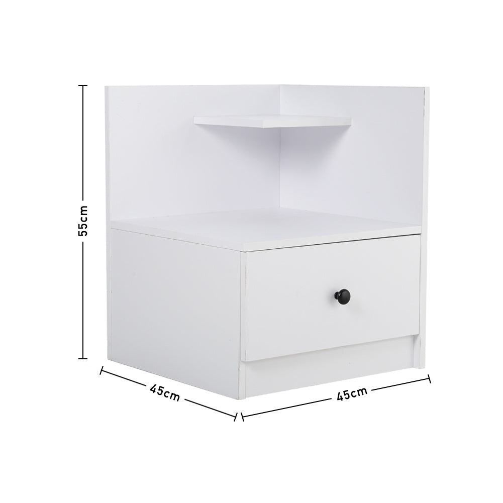 Urban Style Bedside Table with Drawer and Open Shelf Wooden Nightstand