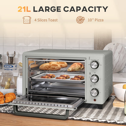 HOMCOM 21L Mini Piekarnik Blatowy, 100√Ç¬∞C-230√Ç¬∞C Regulowana Temperatura - Srebrny Tone