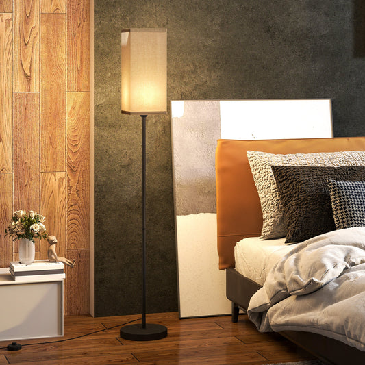 Lampa podłogowa HOMCOM, nowoczesna lampa stojąca z kloszem lnianym, wysokie lampy do salonu, sypialni, z przełącznikiem nożnym, żarówka nie jest dołączona, czarna
