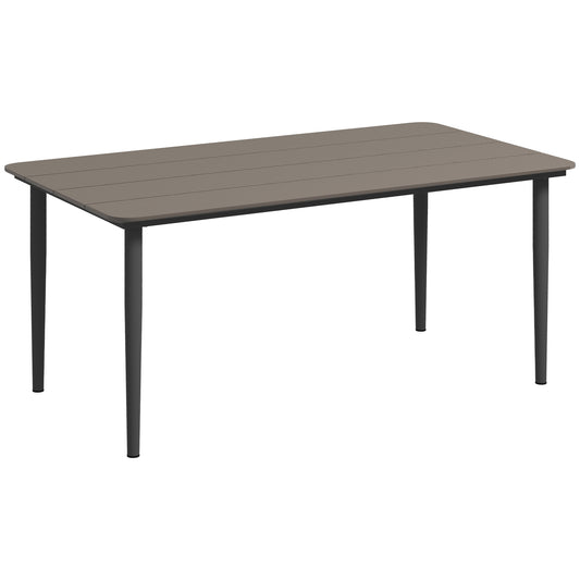 Stół ogrodowy Outsunny, stół jadalny na zewnątrz dla 6 osób, 160 x 90 x 74 cm, z odporną na rdzę metalową ramą, blatem WPC, na balkon, taras, ciemnoszary
