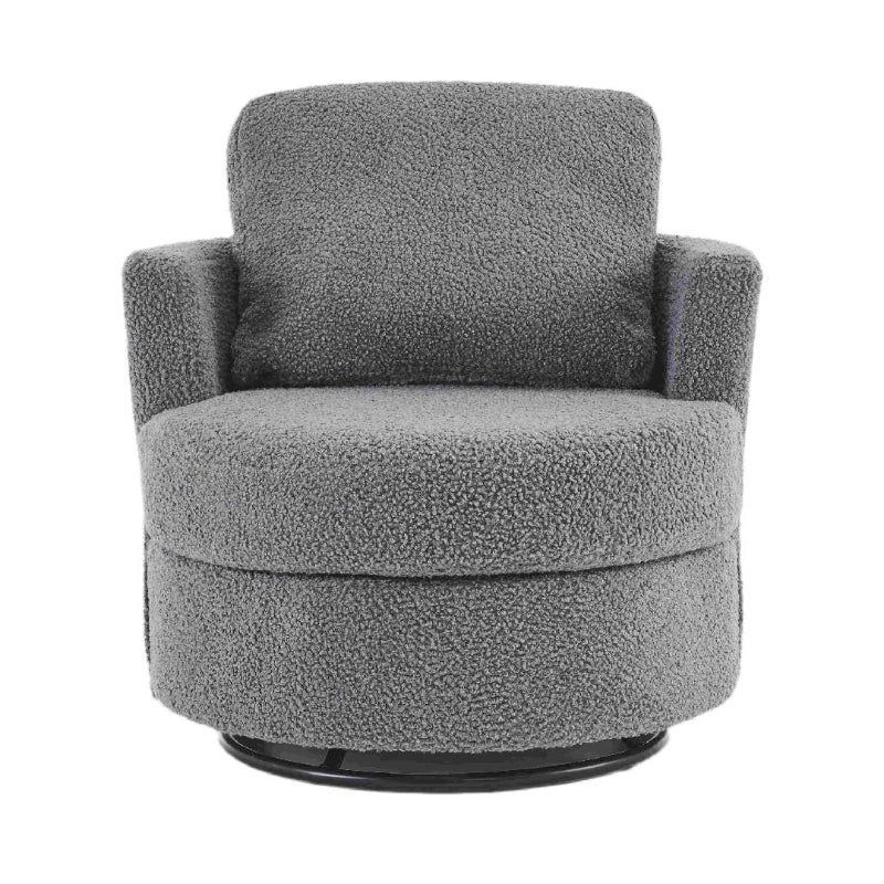 Teddy Recliner Armchair with Back Cushion, Thick Foam Pad, Upholstered, Adjustable Manual Swivel Base with Comfortable Footrest, 78.5x83x86 cm, Medium Grey