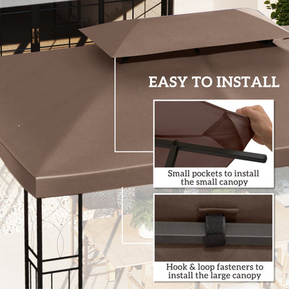 Outsunny 3x4m Gazebo Replacement Roof Canopy 2 Tier Top UV Cover Garden Patio Outdoor Sun Awning Shelters, Brown (TOP COVER ONLY)