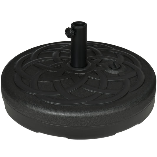 Outsunny Garden Parasol Base Holder, Outdoor Market Umbrella Stand Weight z wbudowanym uchwytem, ​​25 kg wody lub 35 kg piasku, czarny