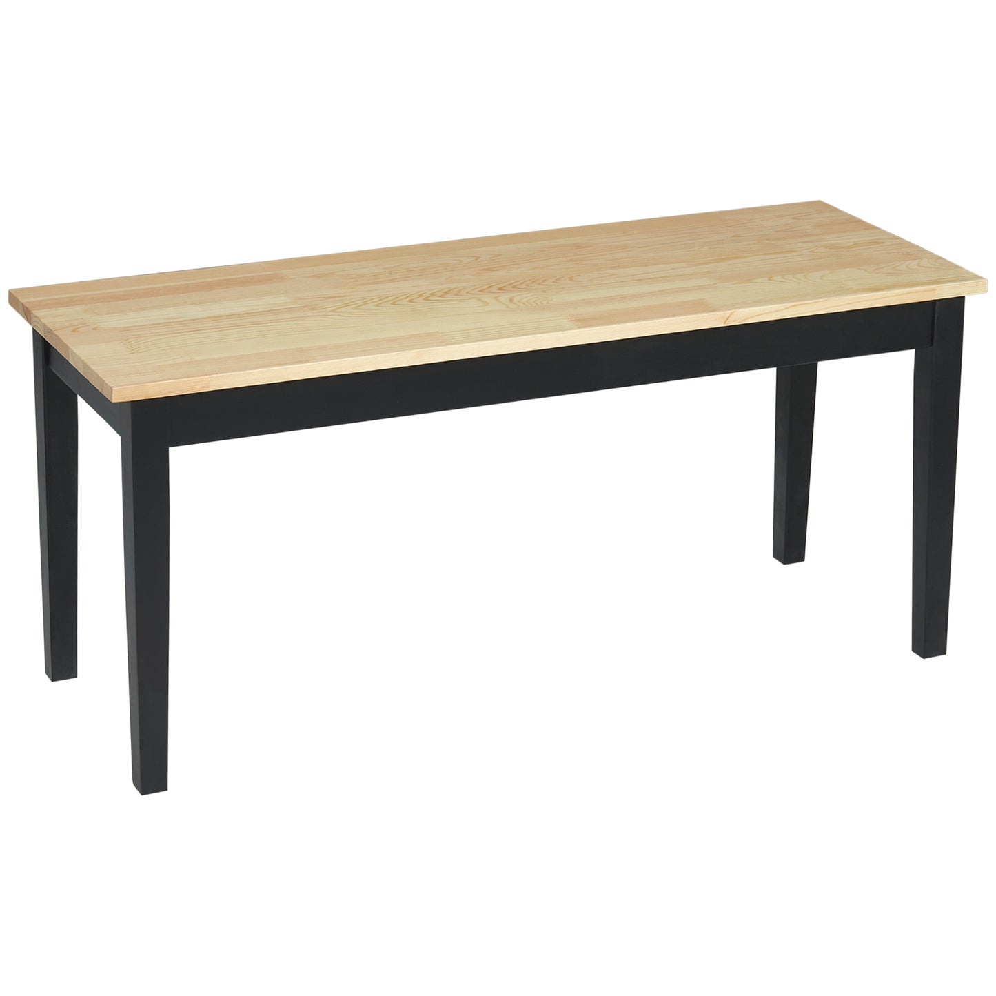 HOMCOM 102 cm Drewniana Ławka Jadalna dla 2 Osób, Drewniana Ławka Do Kuchni, Jadalni, Przedpokoju, Czarna