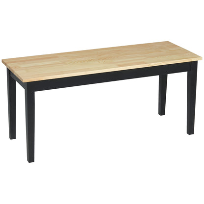 HOMCOM 102 cm Drewniana Ławka Jadalna dla 2 Osób, Drewniana Ławka Do Kuchni, Jadalni, Przedpokoju, Czarna