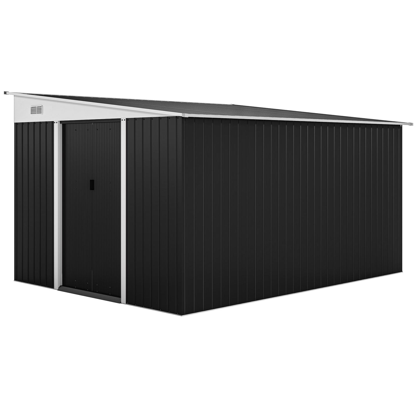 Outsunny 3.3 x 2.68m Corrugated Metal Shed - Black