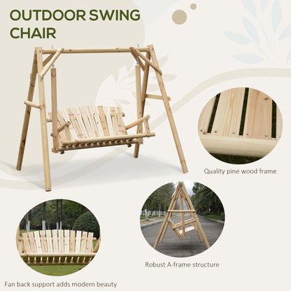 Outsunny Outdoor 2 Seater Swing Chair Larch Wood Garden Swing Seat Porch Hammock Bench Lounger