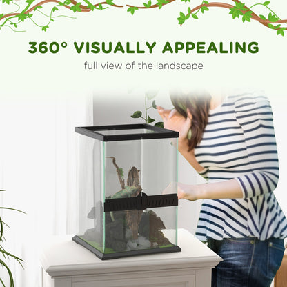 PawHut 40L Vivarium for Lizards Frogs Snakes Turtles Tortoises w/ Anti Escape Design, Ventilation