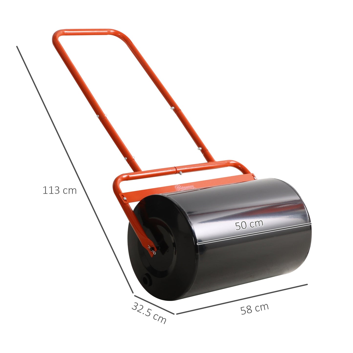 Outsunny 38L napełniany cylinder stalowy wałek trawnikowy - czerwony