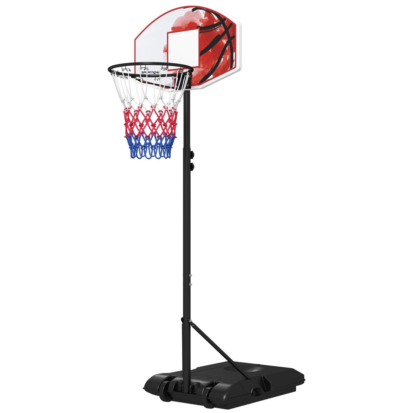 SPORTNOW Adjustable Basketball Stand Net System, with Wheels, Enlarged Base, PE, Backboard, 179-209cm