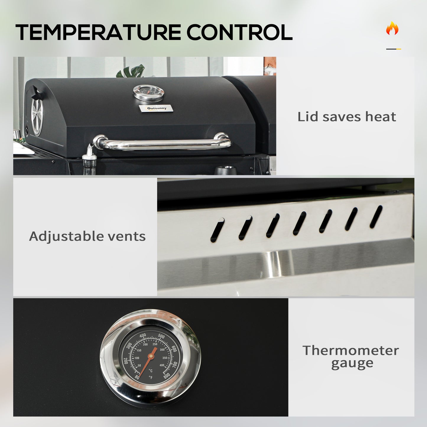 Outsunny Dual Fuel BBQ Grill - Czarny
