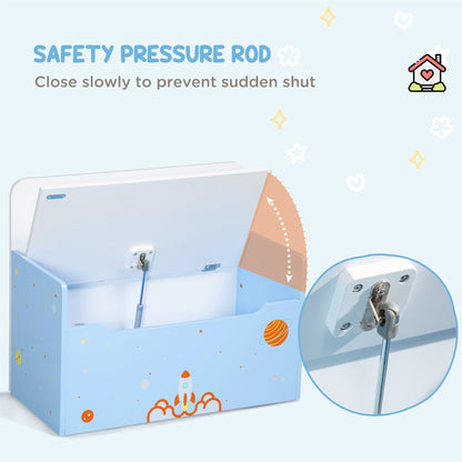 ZONEKIZ 2 In 1 Kids Storage Bench, Toy Box w/ Safety Rod - Blue