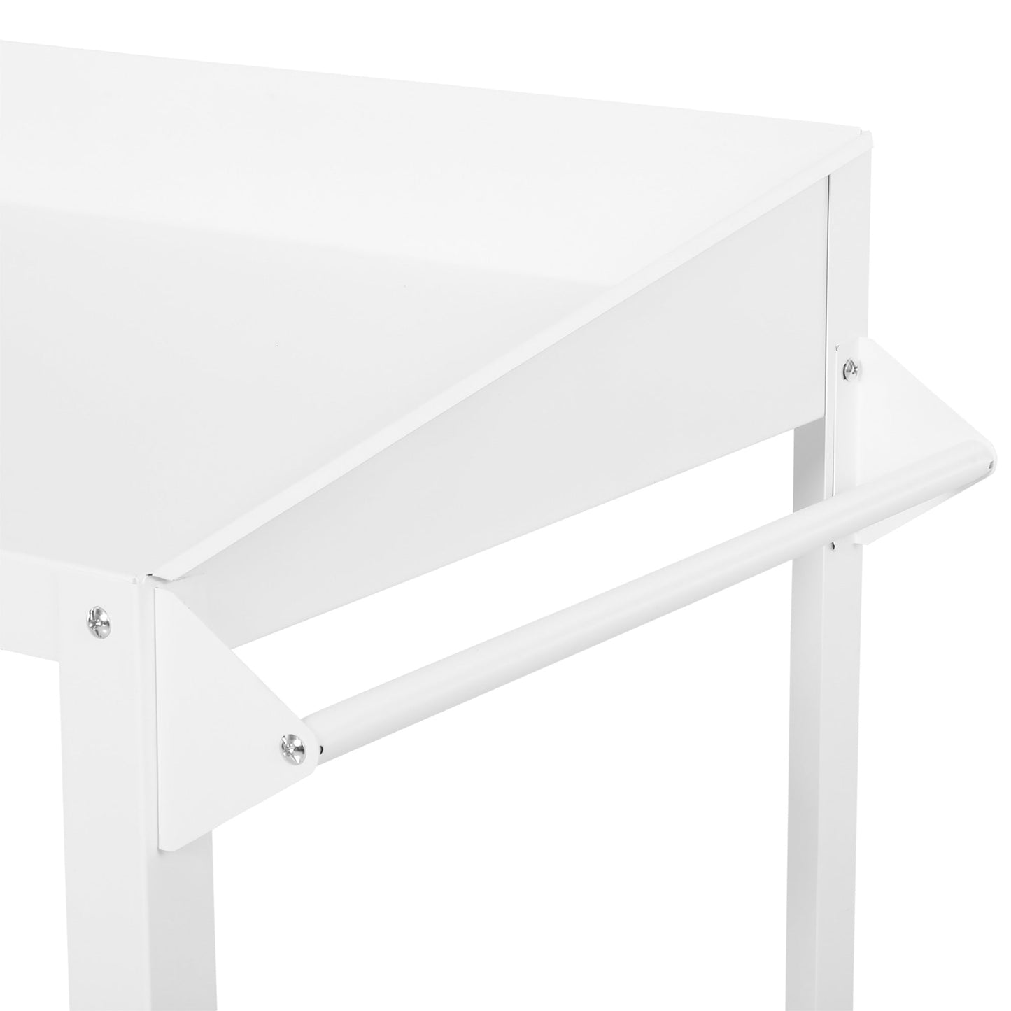 Outsunny Garden Outdoor Metal Potting Table Bench Planting Workstation Push Cart with Wheels Side Hanger - White