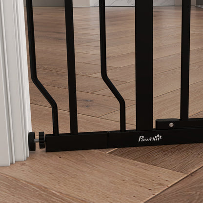 PawHut Wide Dog Baby Safety Gate, with Door Pressure, for Doorways, Hallways, Staircases - Black