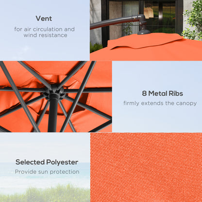 Outsunny 3(m) Overhanging Parasol, with Base - Orange
