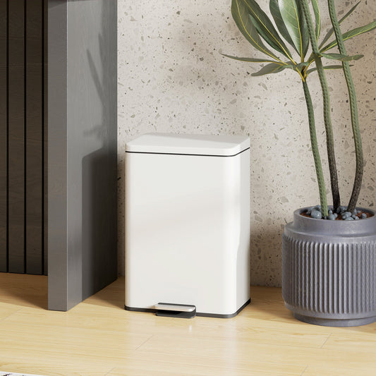 HOMCOM 20L Kitchen Bin with Soft-Close Lid and Stay-Open Function, Pedal Bin with Removable Inner Bucket for Kitchen, Office, Home, Cream