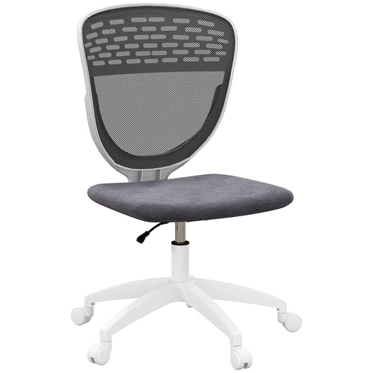 Vinsetto Armless Desk Chair, Mesh Office Chair, Height Adjustable with Swivel Wheels, Grey