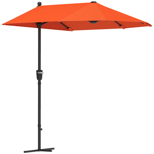 Outsunny 2m Half Parasol Parasol - Pomarańczowy