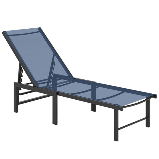 Outsunny Reclining Sun Lounger - Dark Blue