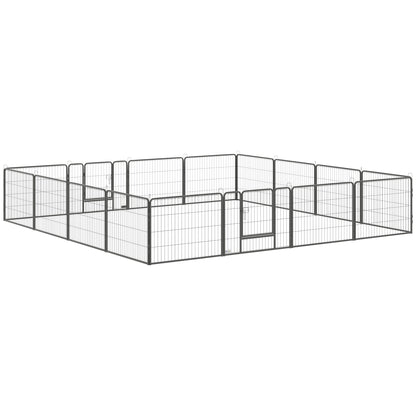 PawHut 16 Panels Heavy Duty Puppy Playpen, for Small Dogs, Indoor and Outdoor Use - Grey