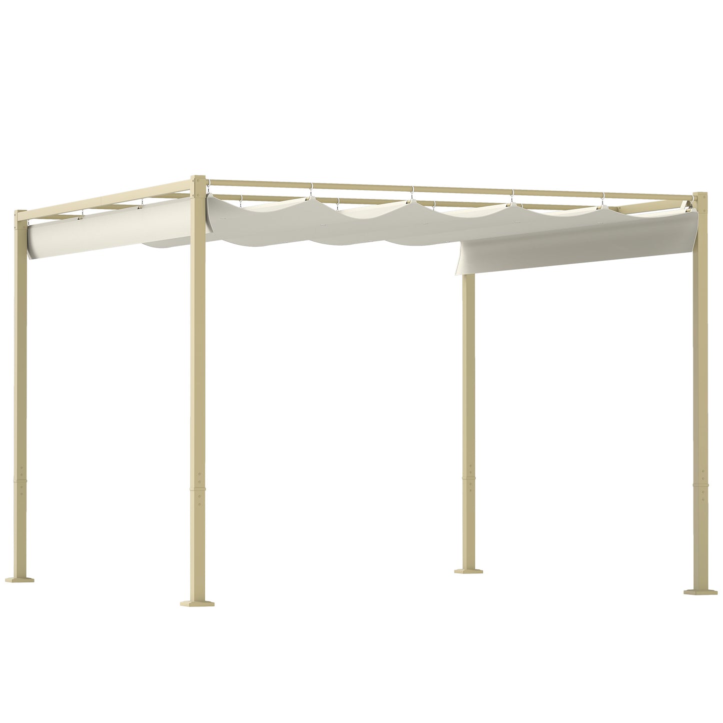 Outsunny 3 x 3(m) Pergola ogrodowa z rozsuwanym dachem i magnetycznym mocowaniem, zestaw pergoli zewnętrznej z baldachimem przeciwsłonecznym, UPF30+, khaki