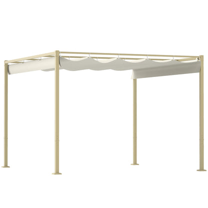 Outsunny 3 x 3(m) Pergola ogrodowa z rozsuwanym dachem i magnetycznym mocowaniem, zestaw pergoli zewnętrznej z baldachimem przeciwsłonecznym, UPF30+, khaki