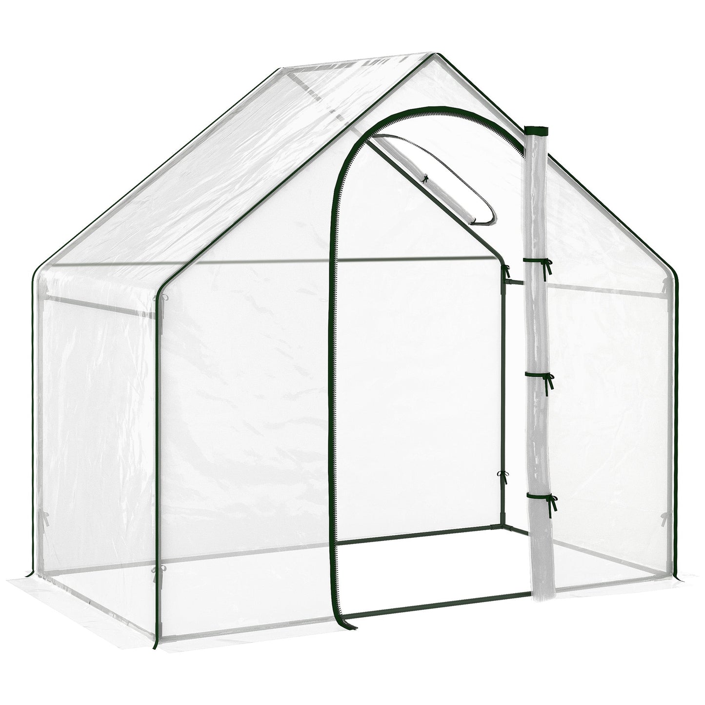 Outsunny Walk In Tomato Greenhouse Garden Outdoor Mini Greenhouse Flower Planter Steel Frame with Zipped Door & Window, PVC Cover, 180 x 100 x 168CM, Clear