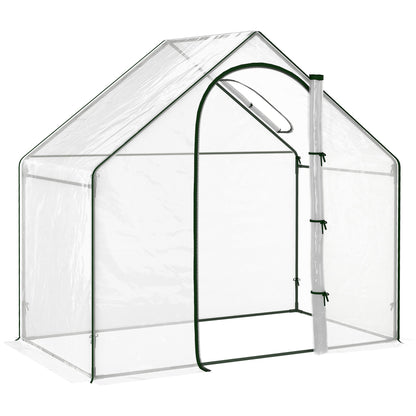 Outsunny Walk In Tomato Greenhouse Garden Outdoor Mini Greenhouse Flower Planter Steel Frame with Zipped Door & Window, PVC Cover, 180 x 100 x 168CM, Clear