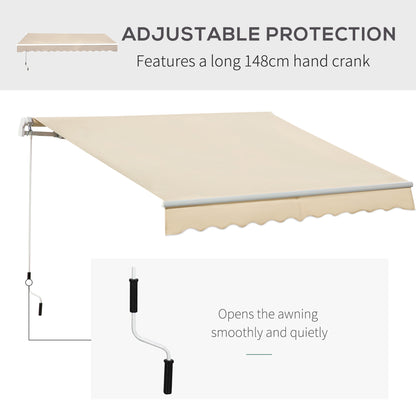 Outsunny 3,5M x 2,5M Markiza ręczna zwijana, osłona przeciwsłoneczna do ogrodu i na patio