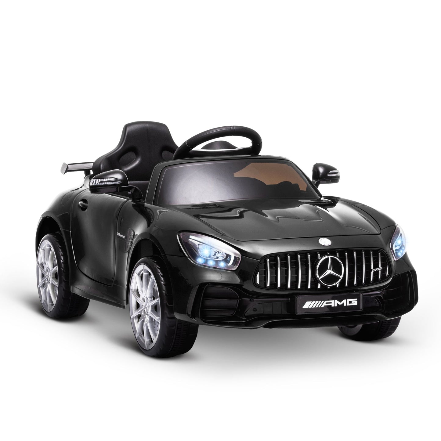 12V Battery-powered 2 Motors Kids Electric Ride On Car GTR Toy with Parental Remote Control Music Lights MP3 for 3-5 Years Old Black