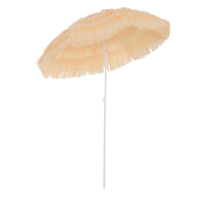 Outsunny Patio Garden Hawaii Beach Sun Umbrella Sunshade Hawaiian Folding Tilting Crank Parasol (Wheat)