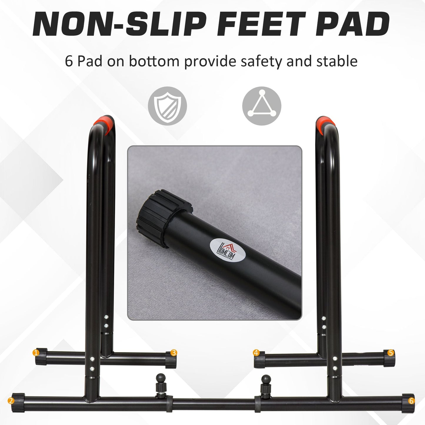 HOMCOM Multifunctional Dip Stand Station for Home Gym Fitness Equipment with Safety Connector for Tricep Dips