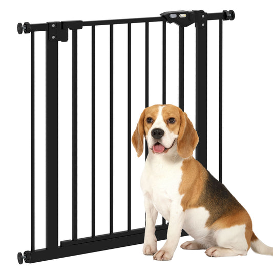 PawHut Metal 74-80cm Wide Adjustable Dog Gate Black