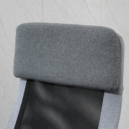 Vinsetto Office Chair Linen-Feel Mesh Fabric High Back Swivel Computer Task Desk Chair for Home with Arm, Wheels, Grey