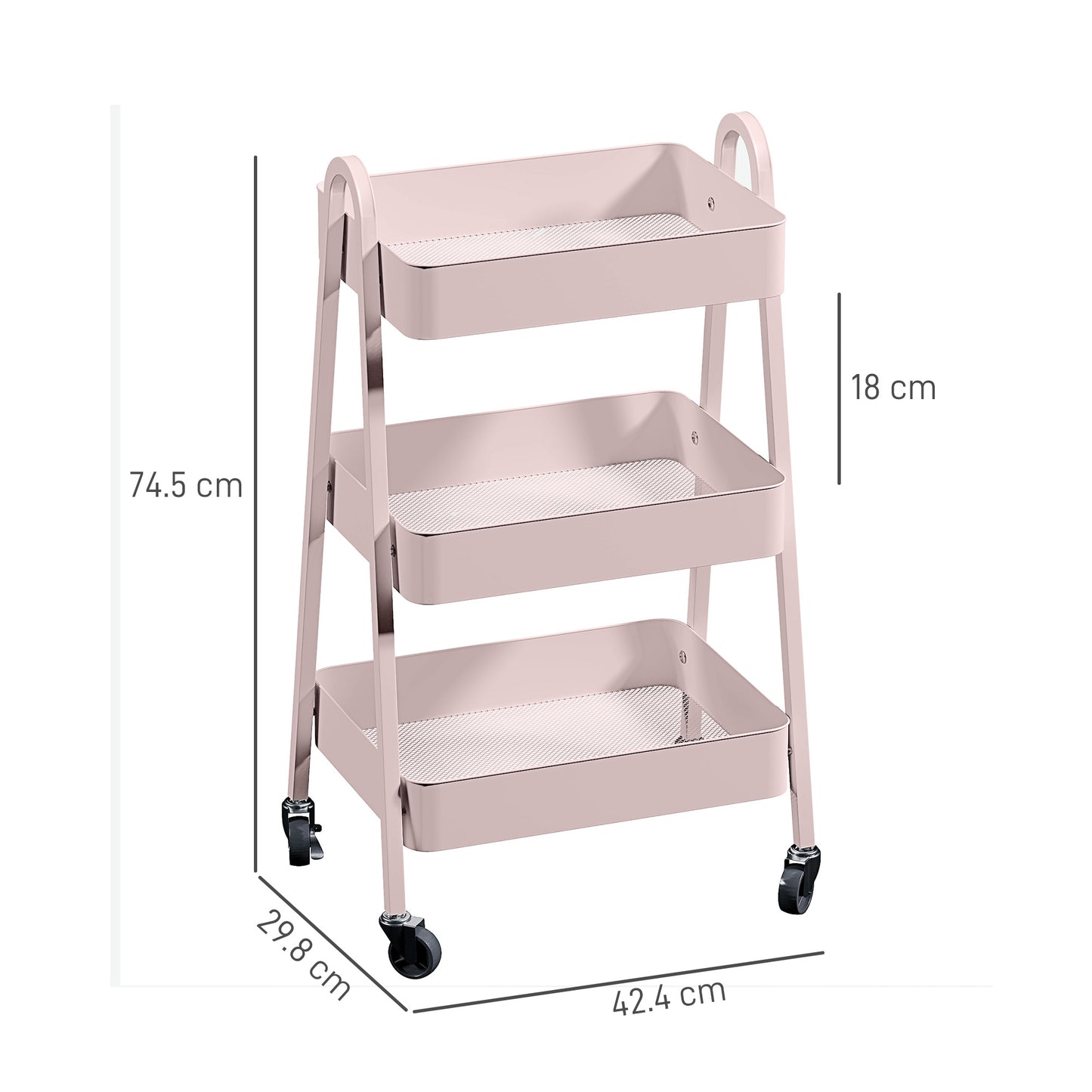 Wózek magazynowy HOMCOM Three-Tier - różowy