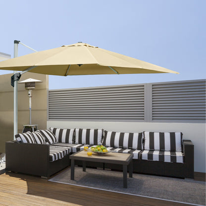 3 x 3(m) Cantilever Roma Parasol with Aluminum Frame Crank & Tilt, 360°Rotating Garden Umbrella 250g Polyester SunShade with CrossBase Beige