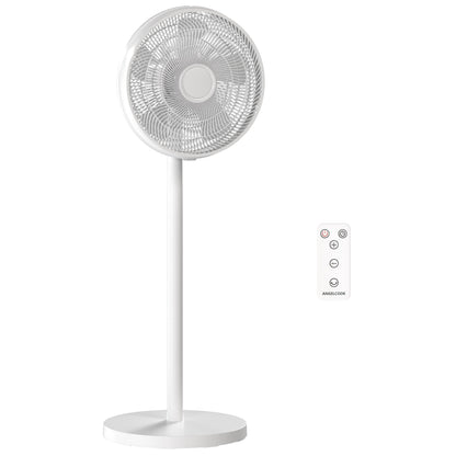 HOMCOM 40 cm Standing Fan, Cooling Floor Fan with 80Â° Oscillating, Adjustable Tilt and Height, 4 Speed, Remote Control, White