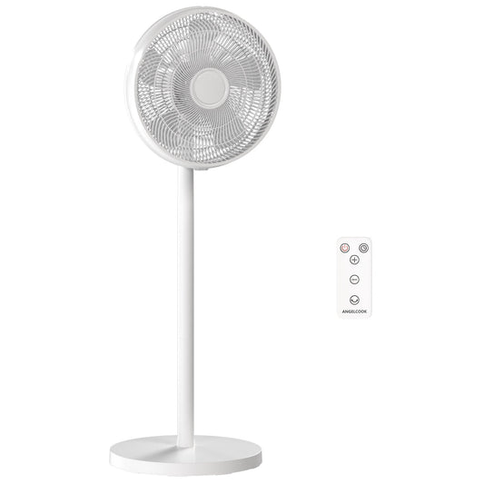 HOMCOM 40 cm Standing Fan, Cooling Floor Fan with 80 degrees Oscillating, Adjustable Tilt and Height, 4 Speed, Remote Control, White
