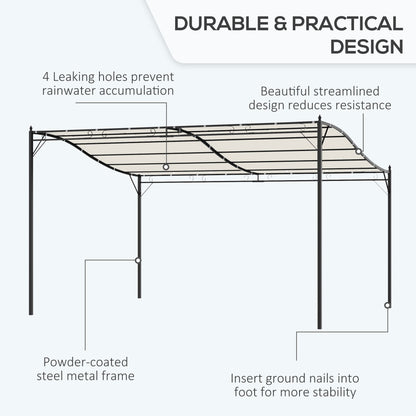 مظلة خارجية معدنية مقاس 4 × 3 أمتار من Outsunny، مظلة حديقة، مأوى، باب الشرفة - كريمي