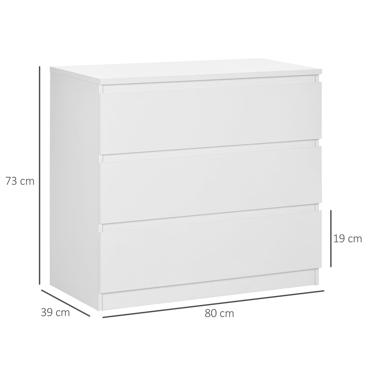 HOMCOM Chest of Three Drawers - White