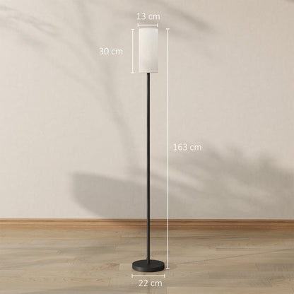 Lampa podłogowa HOMCOM do salonu, nowoczesna lampa stojąca z kloszem lnianym i przełącznikiem nożnym, minimalistyczny klosz na wysokim słupku do sypialni, biura, biały